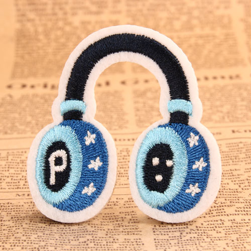 Blue Headphones Custom Embroidered Patches